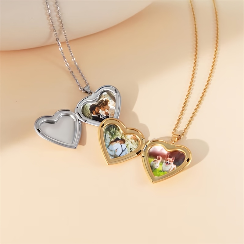 Heart Locket Necklace Photo - Personalized 1/2 Picture Heart Locket Pendant