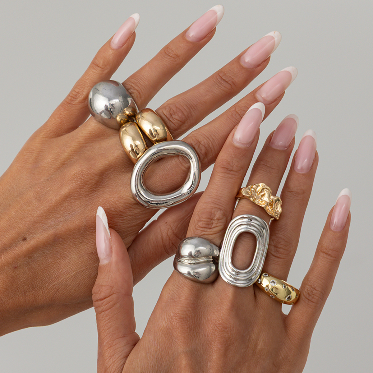 Vintage Punk Knuckle Rings Set - 8Pcs/Set Vintage Punk Gold Silver Color