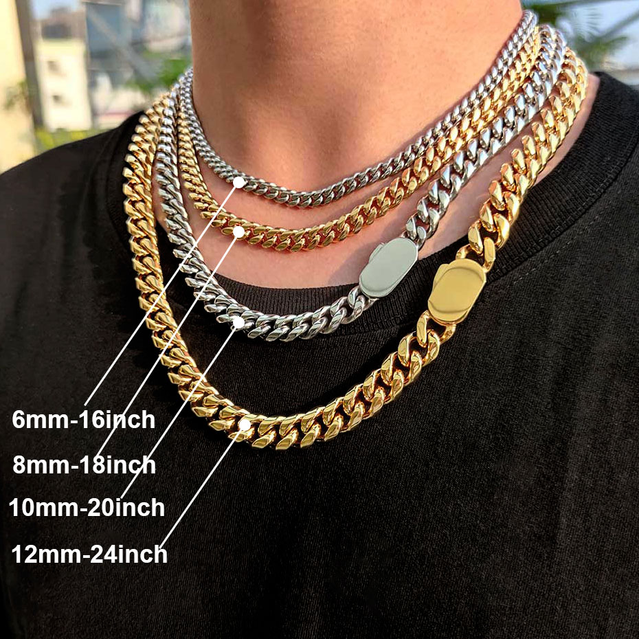 Cuban Link Chain 12Mm - 6-12mm Width New Style Stainless Steel