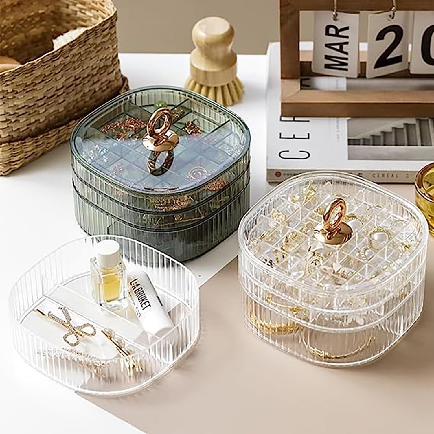 Rings - Transparent Jewelry Box 3-Layer Stackable Case