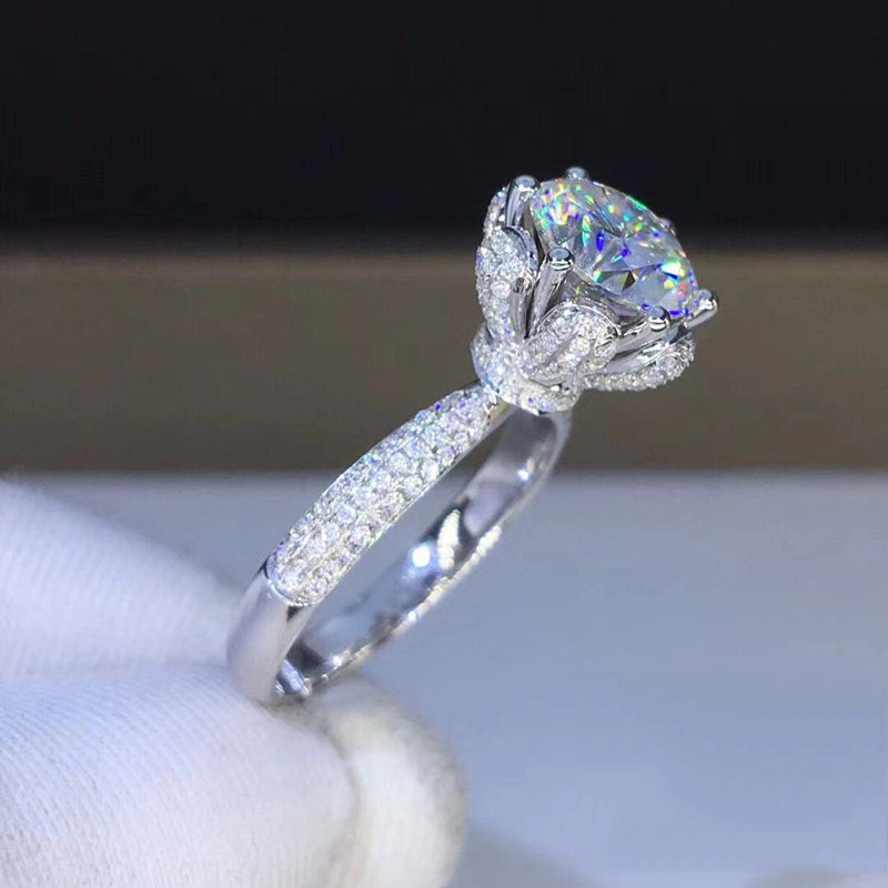 Moissanite Engagement Ring 1 Carat - Morganite Ring VVS1 Grade Laboratory-Grown Diamond