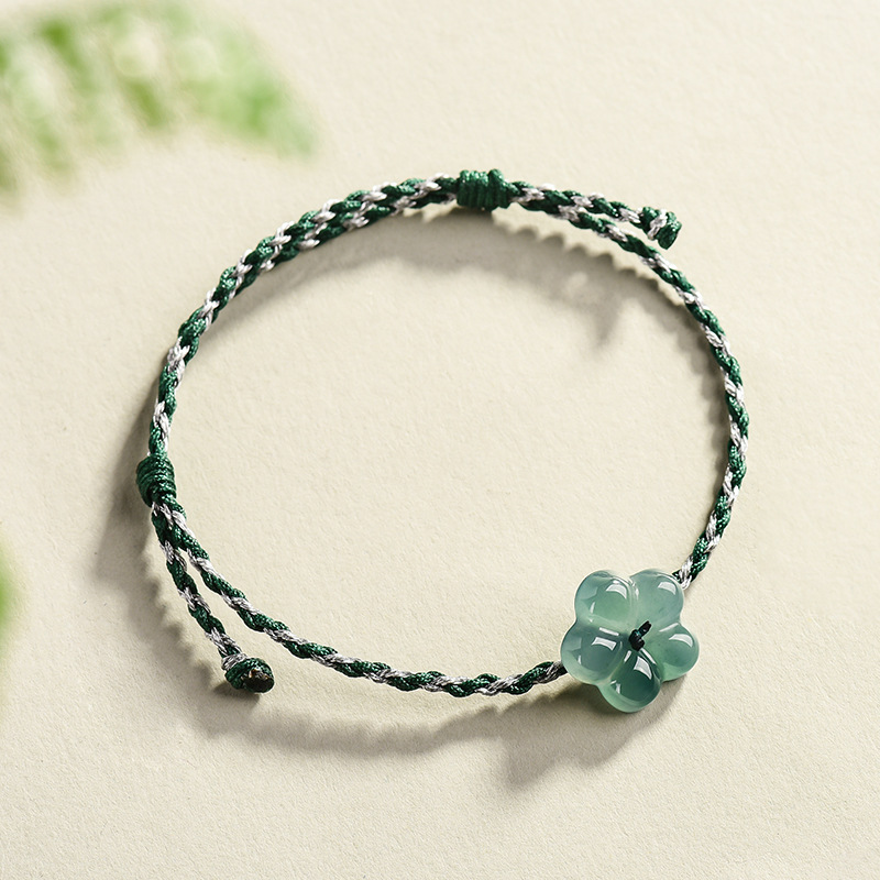 Bracelets - Burmese Jadeite Flower Bracelet Natural Jade