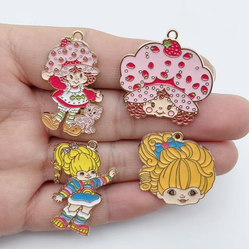 Earrings - 10pcs Cute Little Girl Enamel Metal