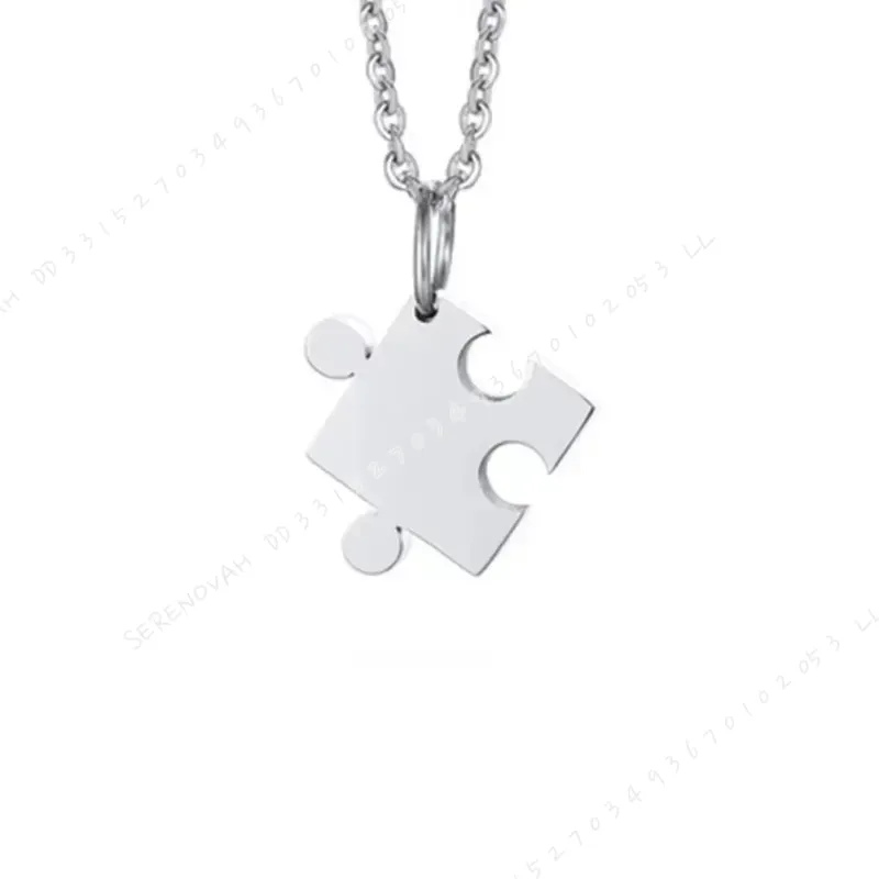 2Pcs Set Simple Puzzle Heart M - Magnetic Couple Matching Necklaces 评论和价格