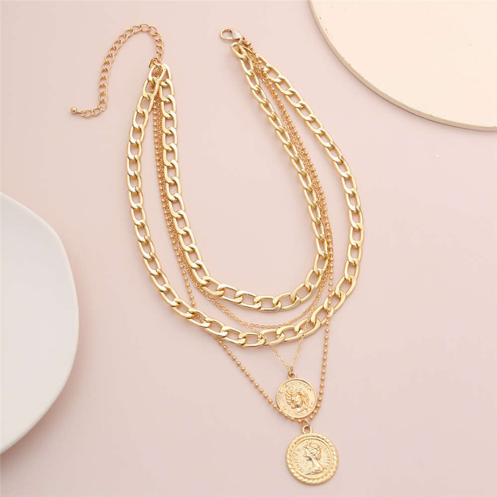 Bohemian Style Portrait Pendan - Layered Pendant Necklace Aesthetic 评论和价格
