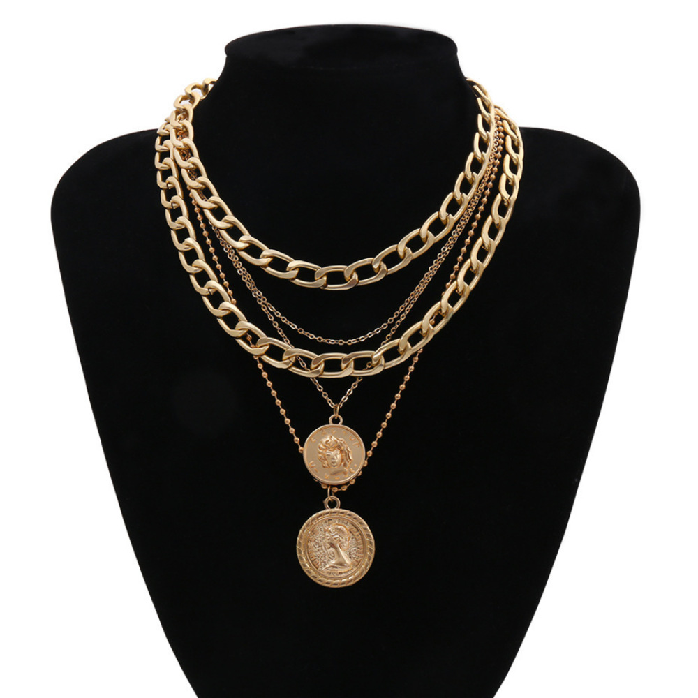 Bohemian Style Portrait Pendan - Layered Pendant Necklace Aesthetic 评论和价格