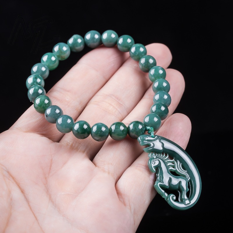 Natural Jadeite Blue Water Zod - Bracelets 评论和价格