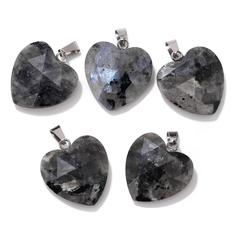 1PC 20mm Faceted Heart Pendant - Crystal Pendant Necklace Natural Stone 评论和价格