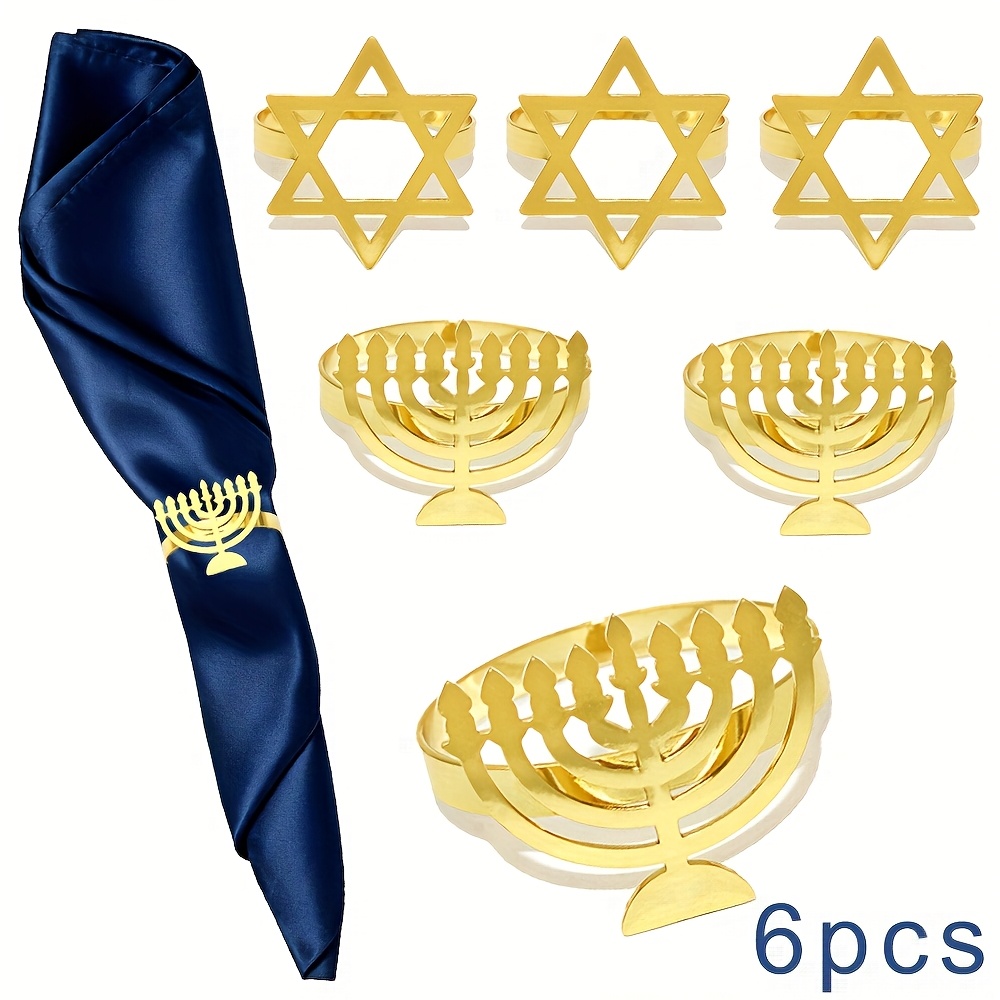 6Pcs Hanukkah Menorah Napkin R - Rings 评论和价格