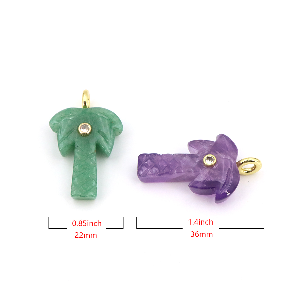 Natural Stone Coconut Tree Pen - Crystal Pendant Necklace Natural Stone 评论和价格