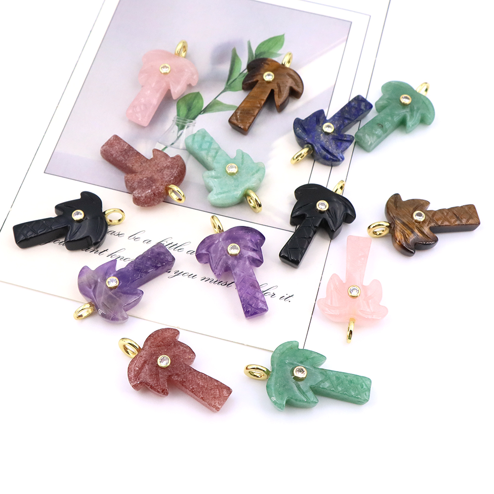 Natural Stone Coconut Tree Pen - Crystal Pendant Necklace Natural Stone 评论和价格