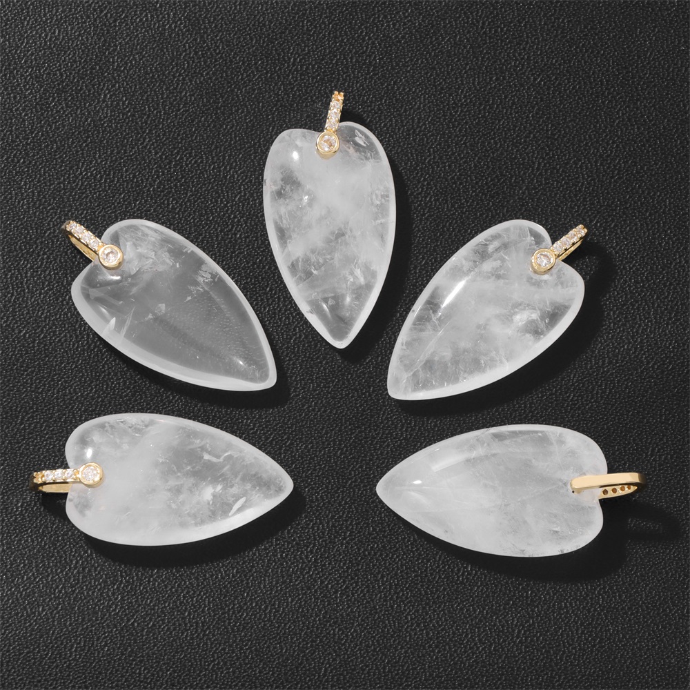 2Pcs Natural Stone Heart Penda - Crystal Pendant Necklace Natural Stone 评论和价格