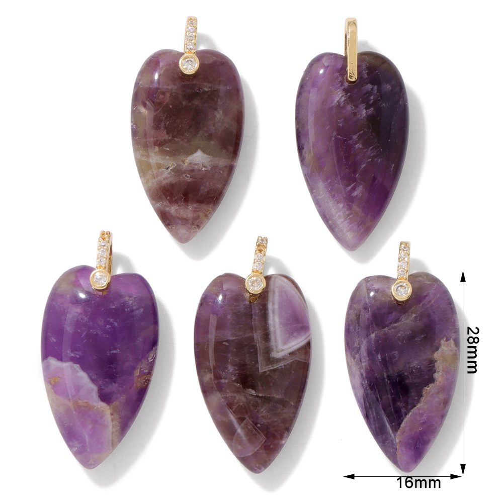 2Pcs Natural Stone Heart Penda - Crystal Pendant Necklace Natural Stone 评论和价格
