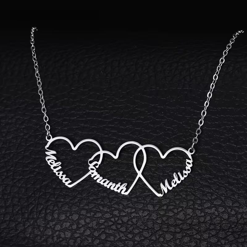 Custom Interlocking Heart Name - Custom Name Necklace Stainless Steel 评论和价格