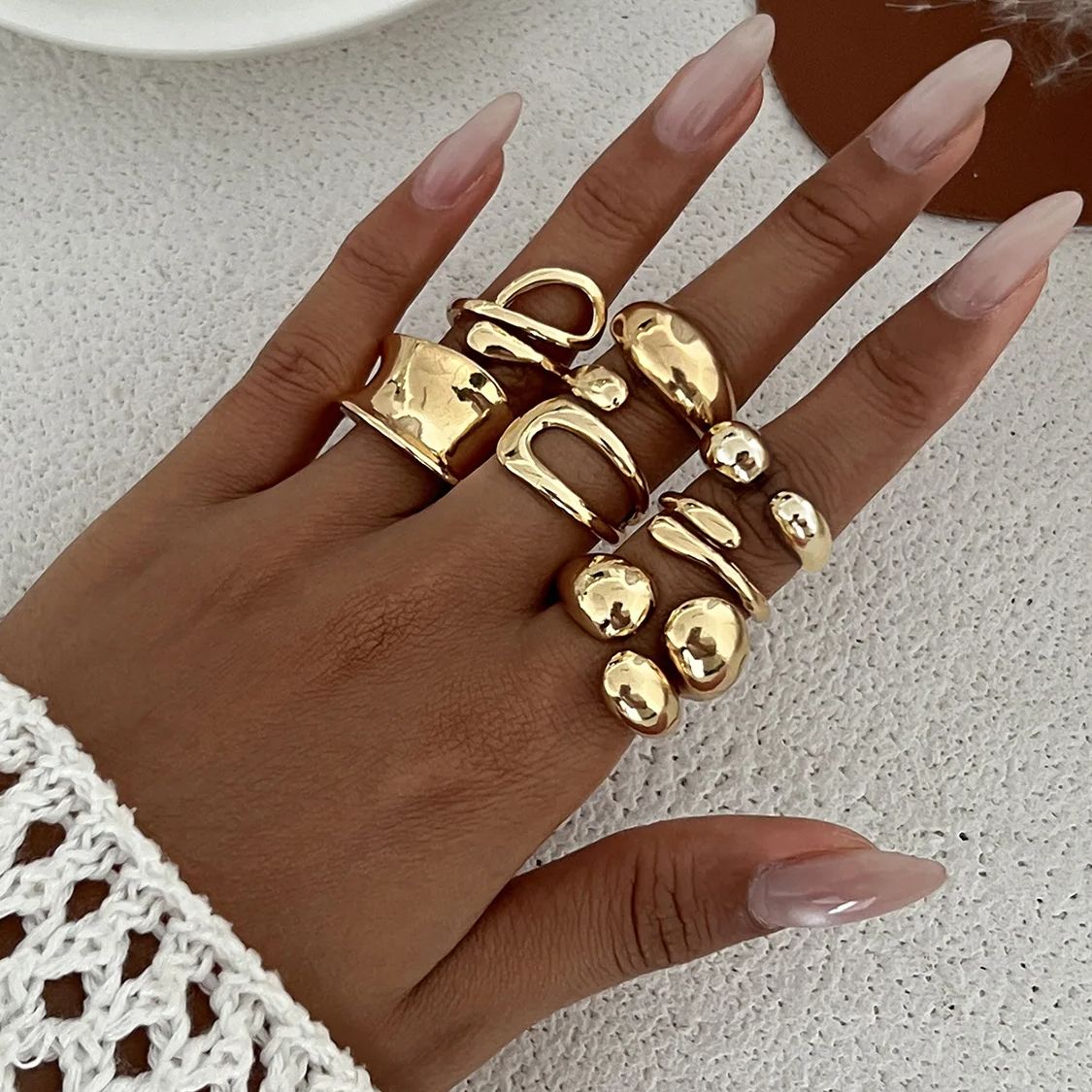 DIEZI One Set Fashion Hollow G - Vintage Punk Knuckle Rings Set 评论和价格