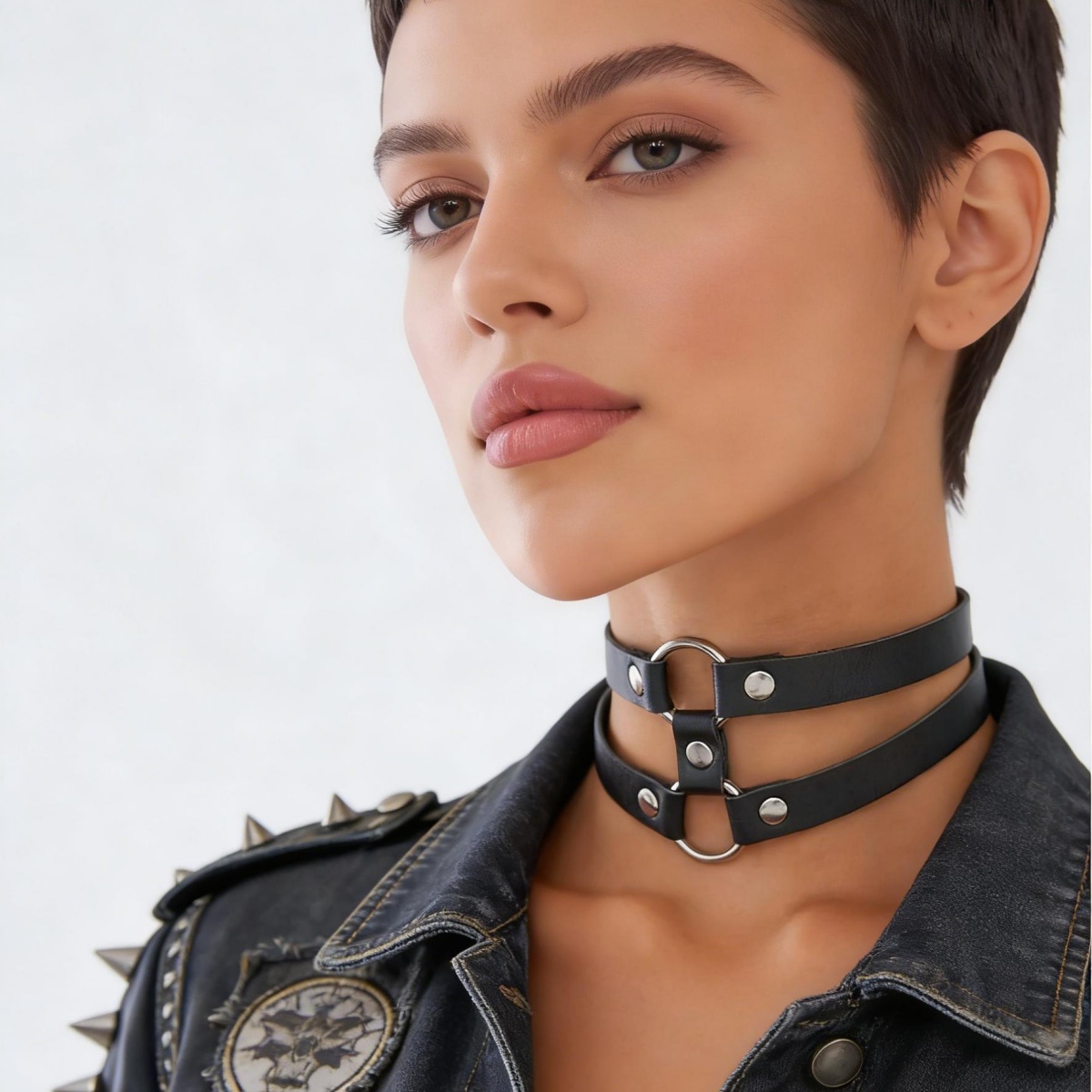Fashion PU Leather Spiked Chok - Goth Punk Spike Choker 评论和价格