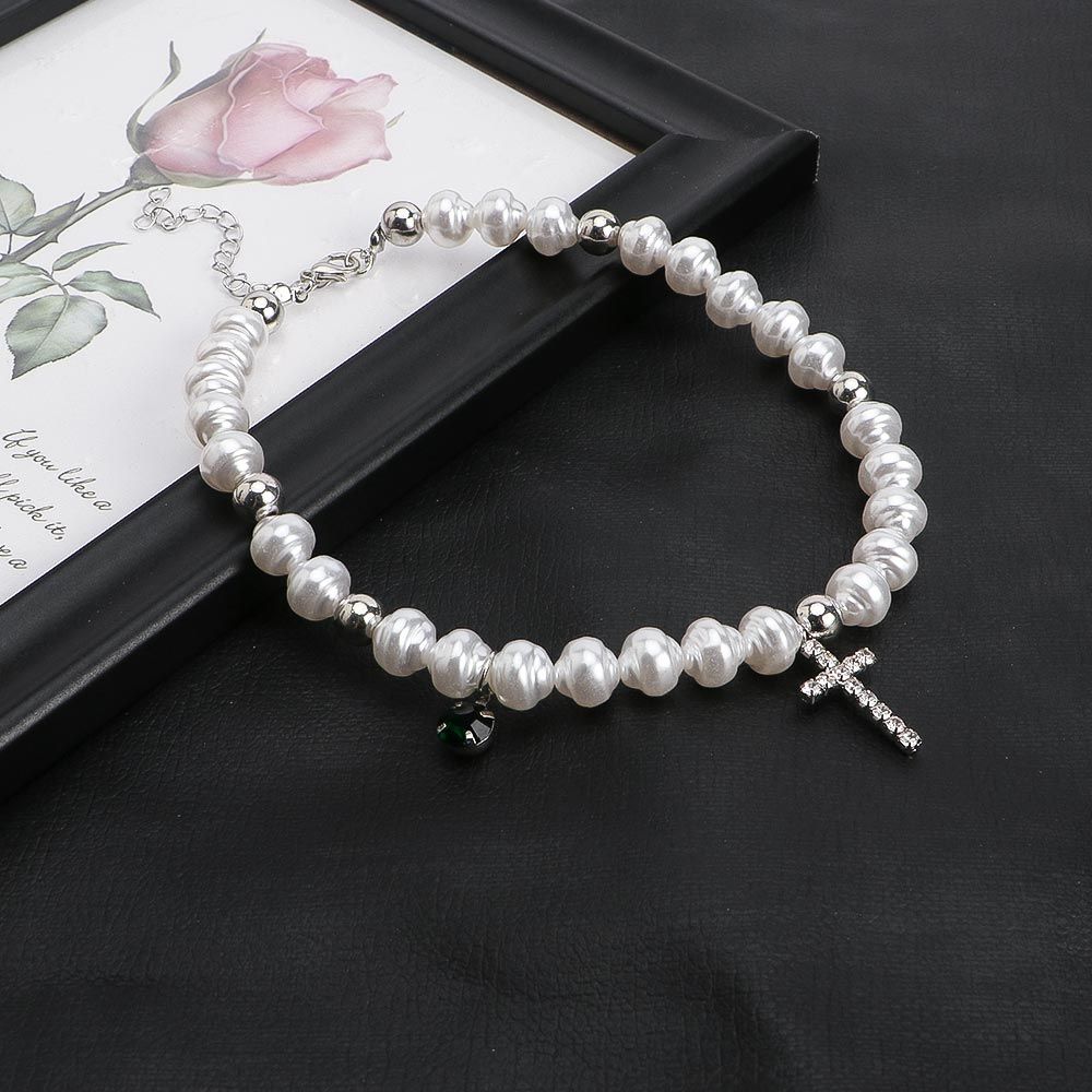 Vintage Pendant Crystal Cross  - Pearl Choker Necklace Vintage 评论和价格