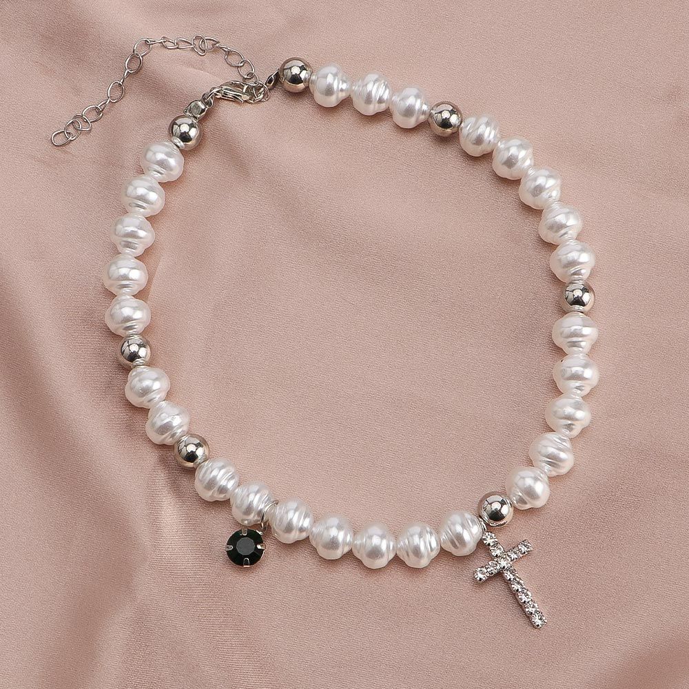 Vintage Pendant Crystal Cross  - Pearl Choker Necklace Vintage 评论和价格