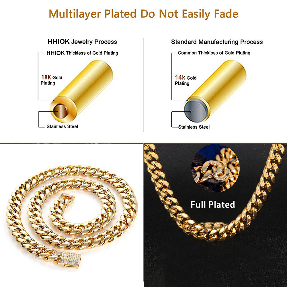 Gold Plated Mens Heavy Miami C - Cuban Link Chain 12Mm 评论和价格
