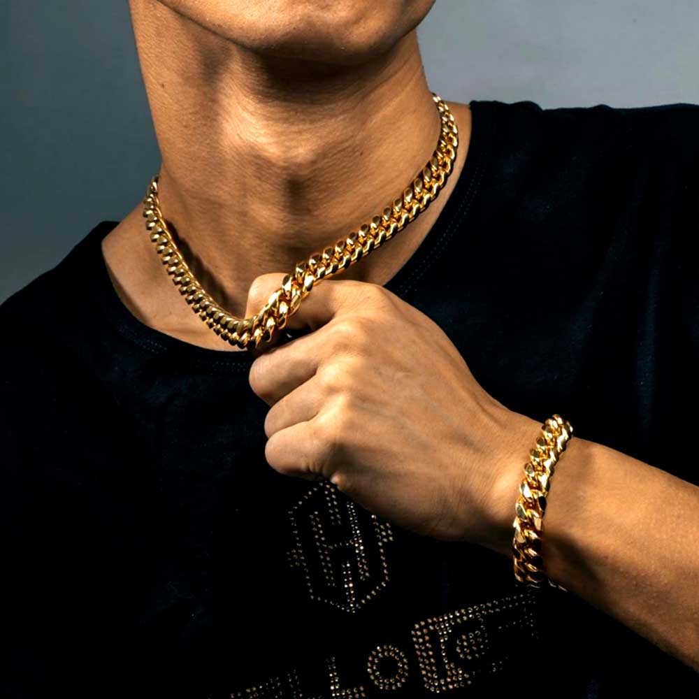 Gold Plated Mens Heavy Miami C - Cuban Link Chain 12Mm 评论和价格