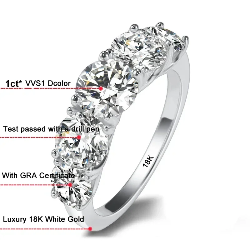 Luxury 18K White Gold Wedding  - Moissanite Engagement Ring 1 Carat 评论和价格