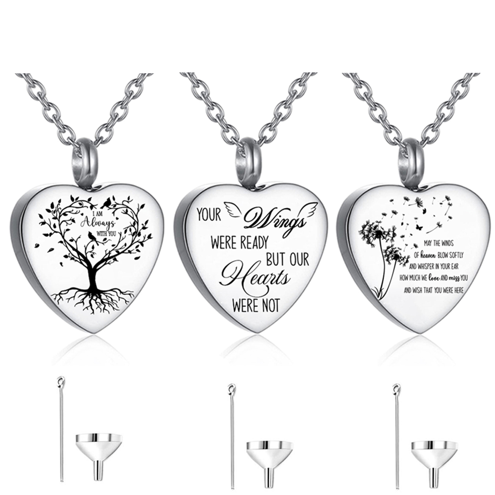 3 Styles Stainless Steel Urn N - Heart Locket Necklace Photo 评论和价格