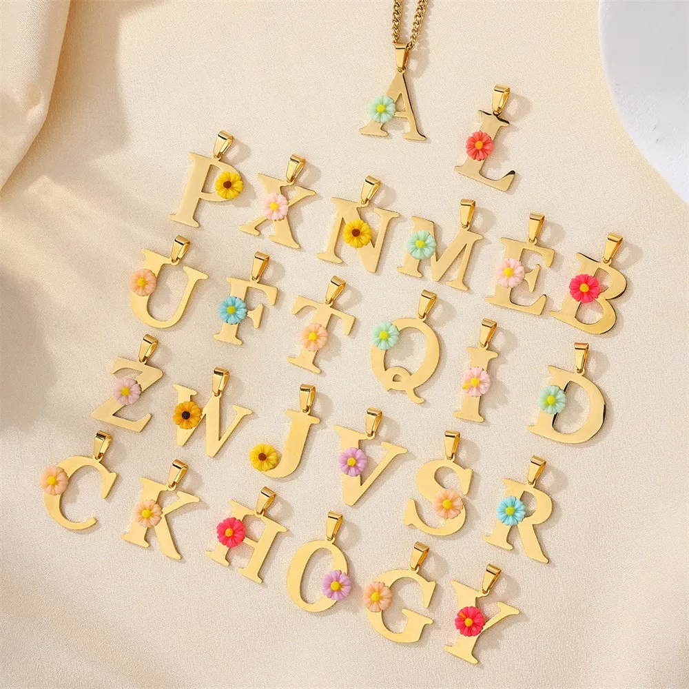 Personalized Daisy Initial Let - Initial Letter Necklace 18K Gold 评论和价格
