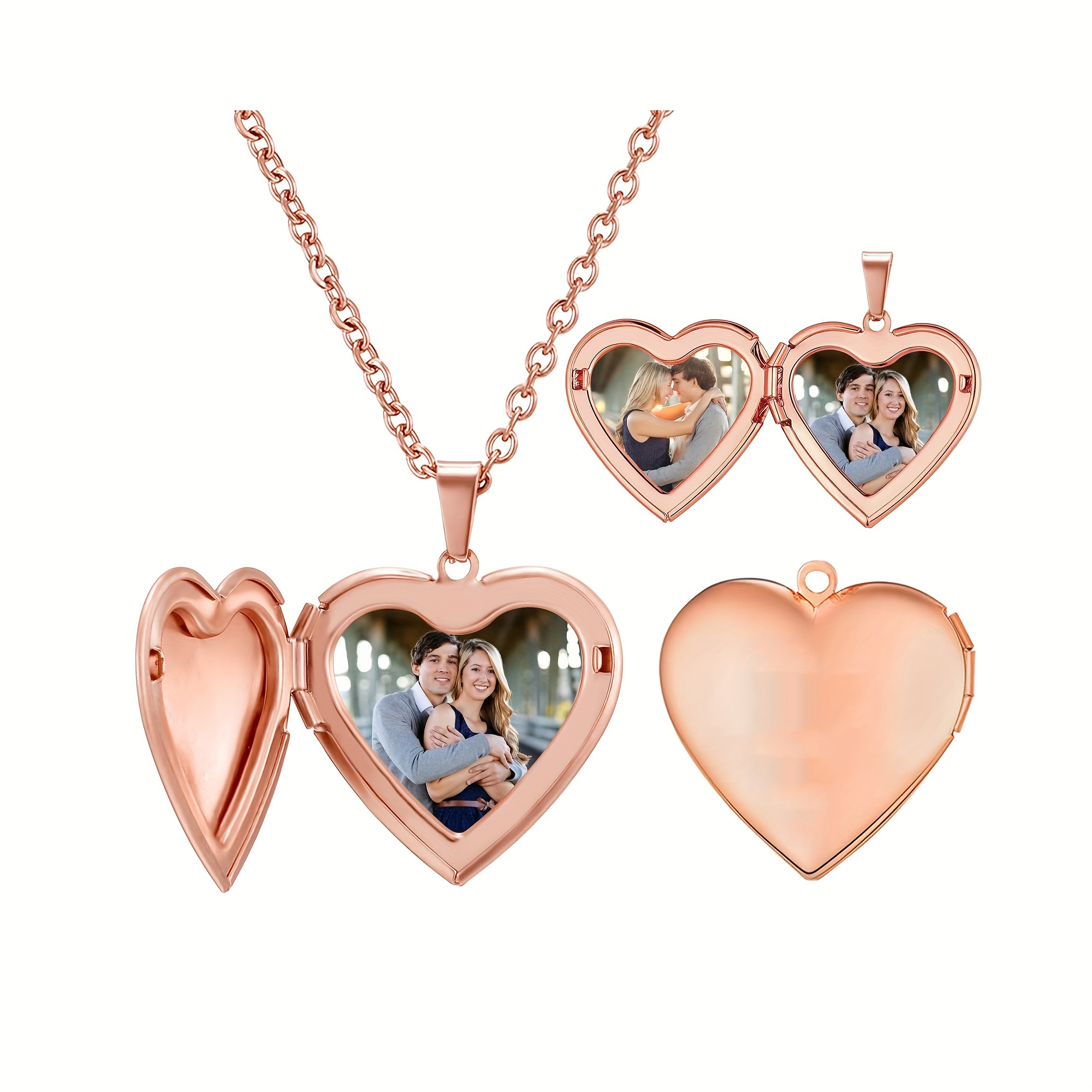 Personalized 1/2 Picture Heart - Heart Locket Necklace Photo 评论和价格