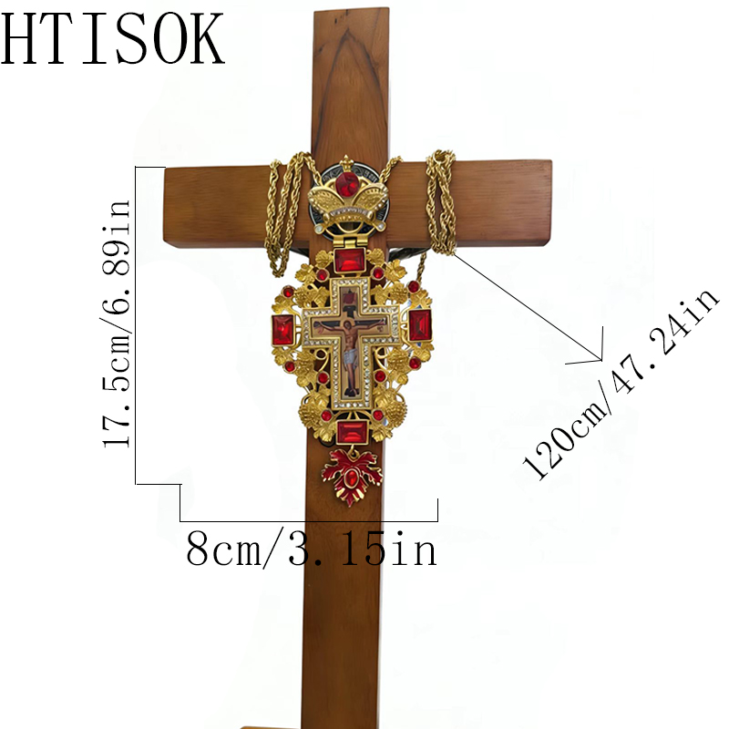 New Premium Red Jewel Gold Ort - Cross Pendant Necklace Gold 评论和价格