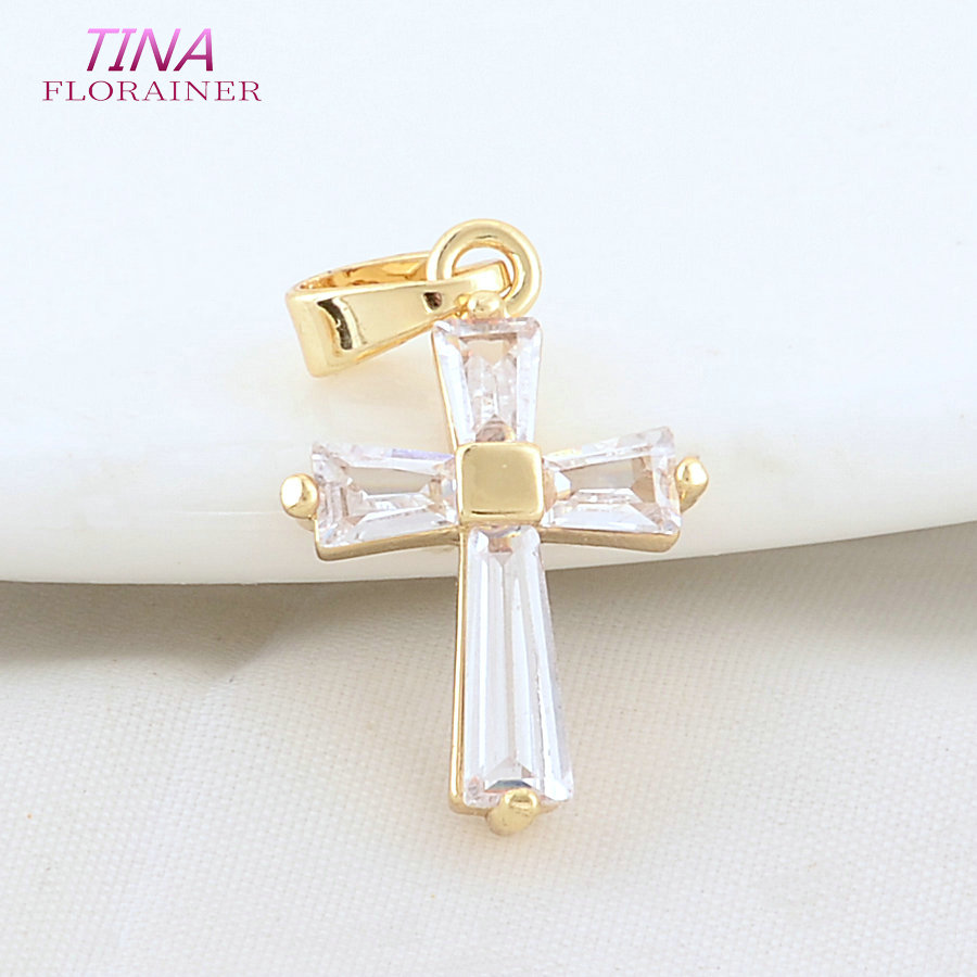 6PCS 12*18MM 14K Gold Color Br - Cross Pendant Necklace Gold 评论和价格
