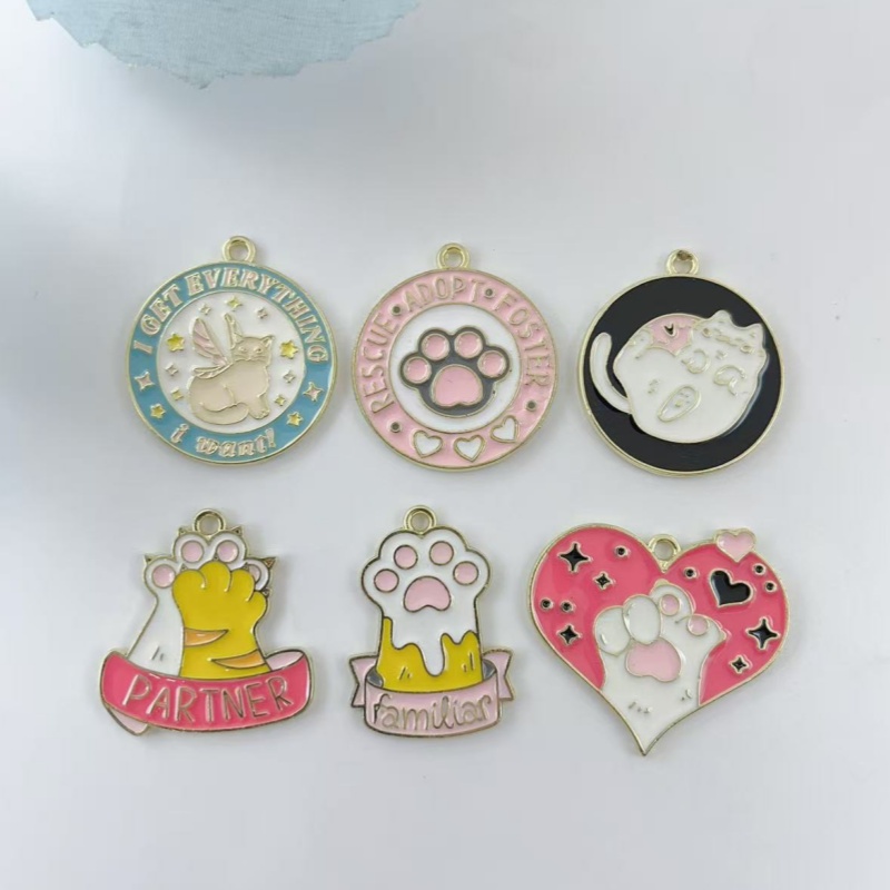 10Pcs Cartoon Cat Paw Heart Sh - Earrings 评论和价格