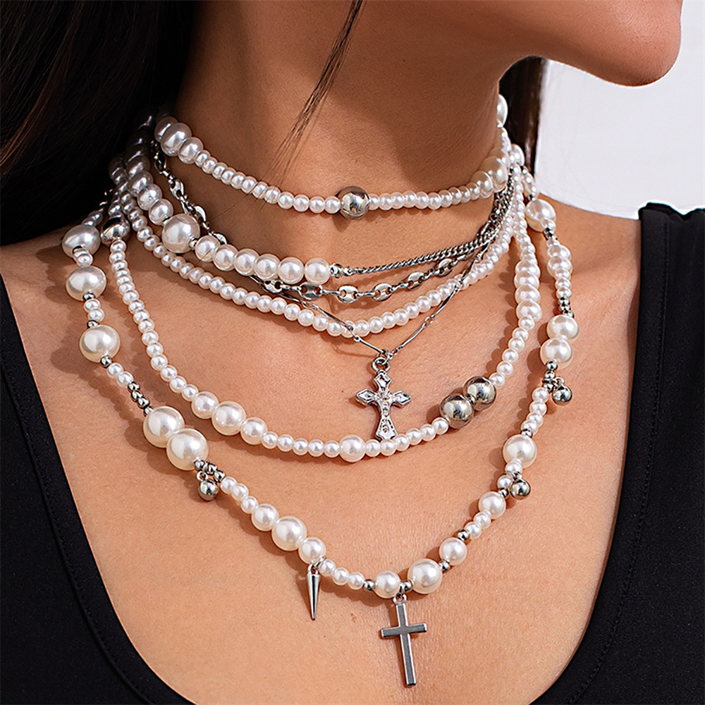 Multi-layer Imitation Pearl Be - Layered Pendant Necklace Aesthetic 评论和价格