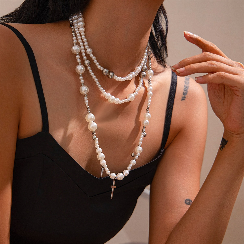 Multi-layer Imitation Pearl Be - Layered Pendant Necklace Aesthetic 评论和价格
