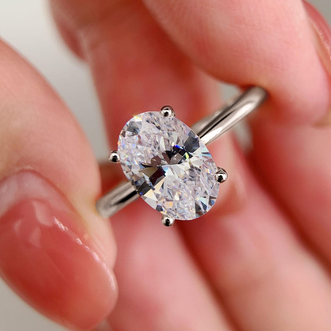 1/2/3 Carat Oval Cut Moissanit - Moissanite Engagement Ring 1 Carat 评论和价格
