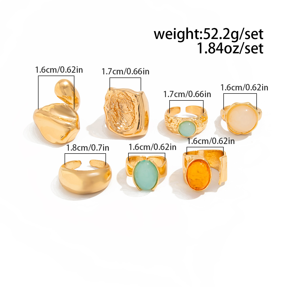 DIEZI 7pcs/set Vintage Multico - Vintage Punk Knuckle Rings Set 评论和价格