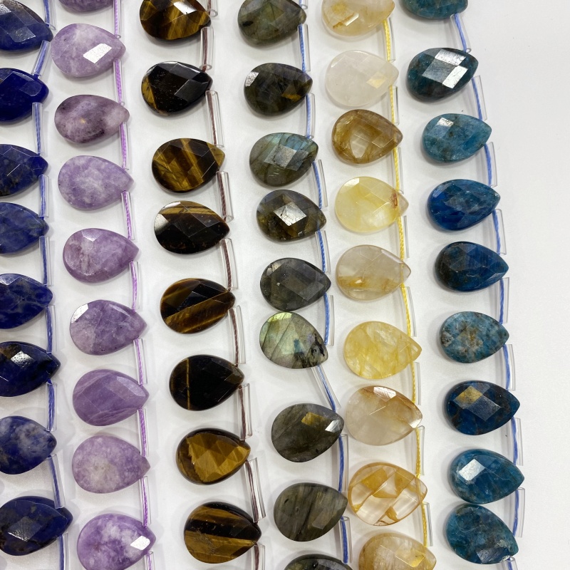 13x18mm Faceted Teardrop Natur - Crystal Pendant Necklace Natural Stone 评论和价格