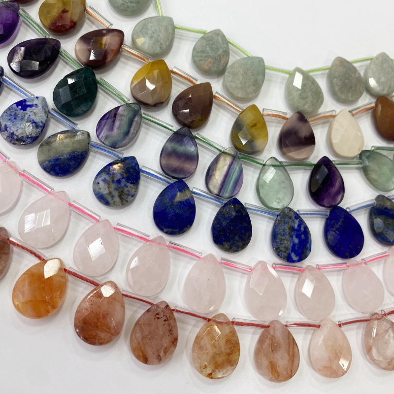 13x18mm Faceted Teardrop Natur - Crystal Pendant Necklace Natural Stone 评论和价格