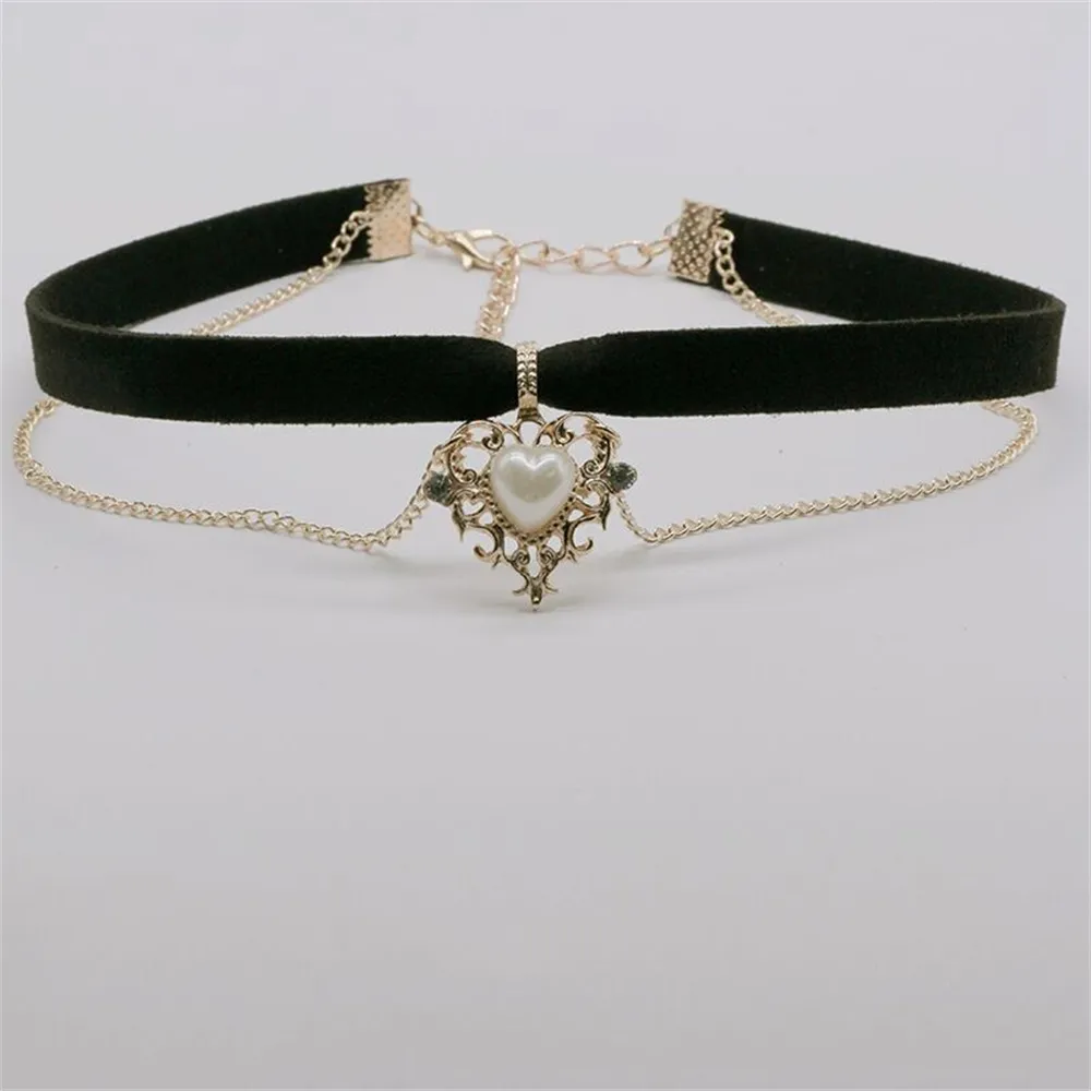 Vintage Velvet Chain Choker Ne - Pearl Choker Necklace Vintage 评论和价格
