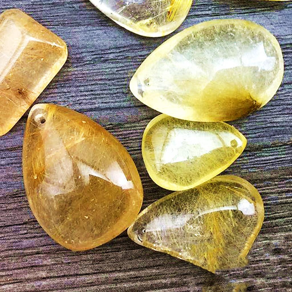 Gold Rutilated Quartz Crystal  - Crystal Pendant Necklace Natural Stone 评论和价格