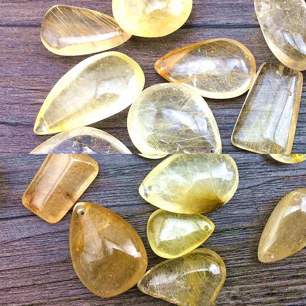 Gold Rutilated Quartz Crystal  - Crystal Pendant Necklace Natural Stone 评论和价格