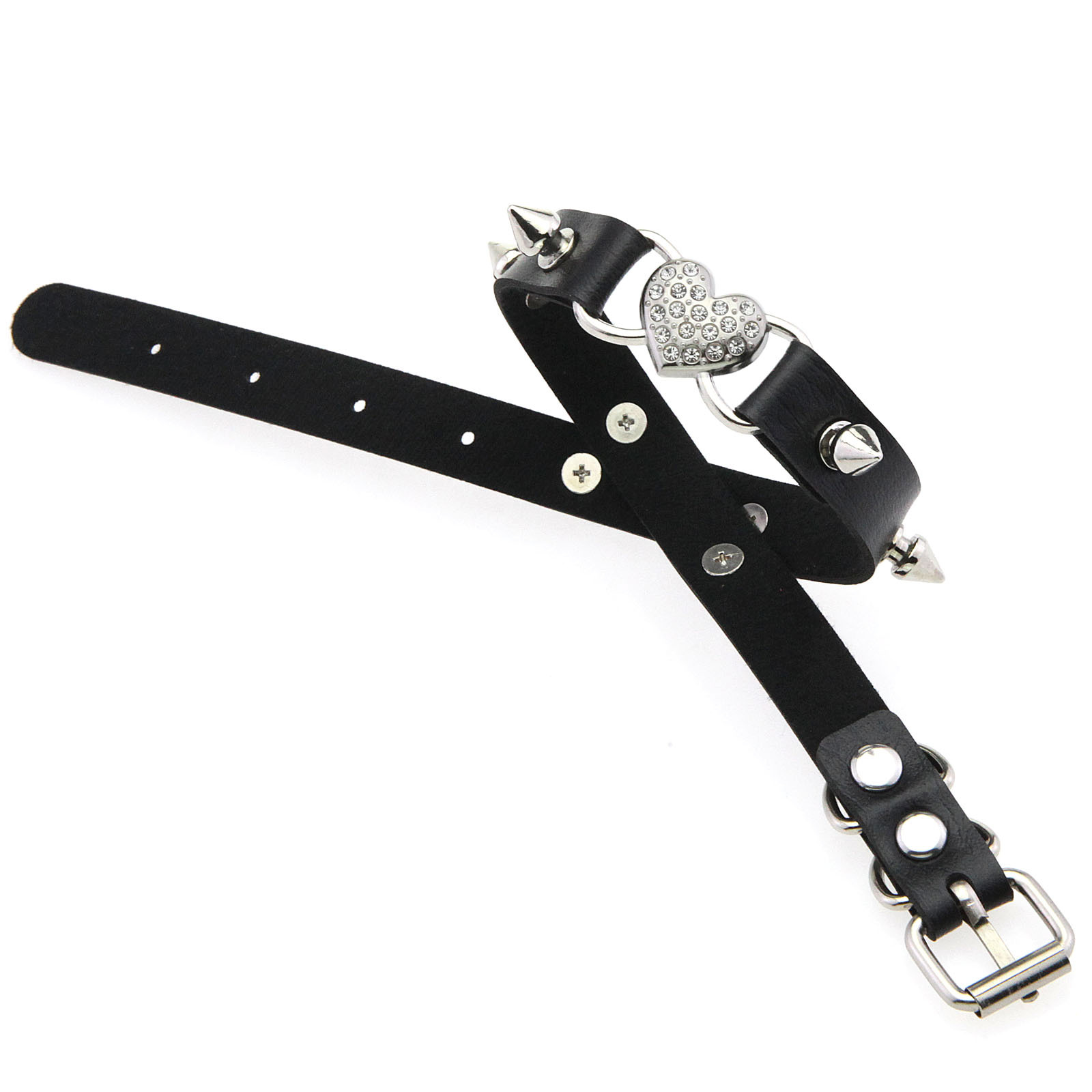 Goth Heart Collar Black Choker - Goth Punk Spike Choker 评论和价格