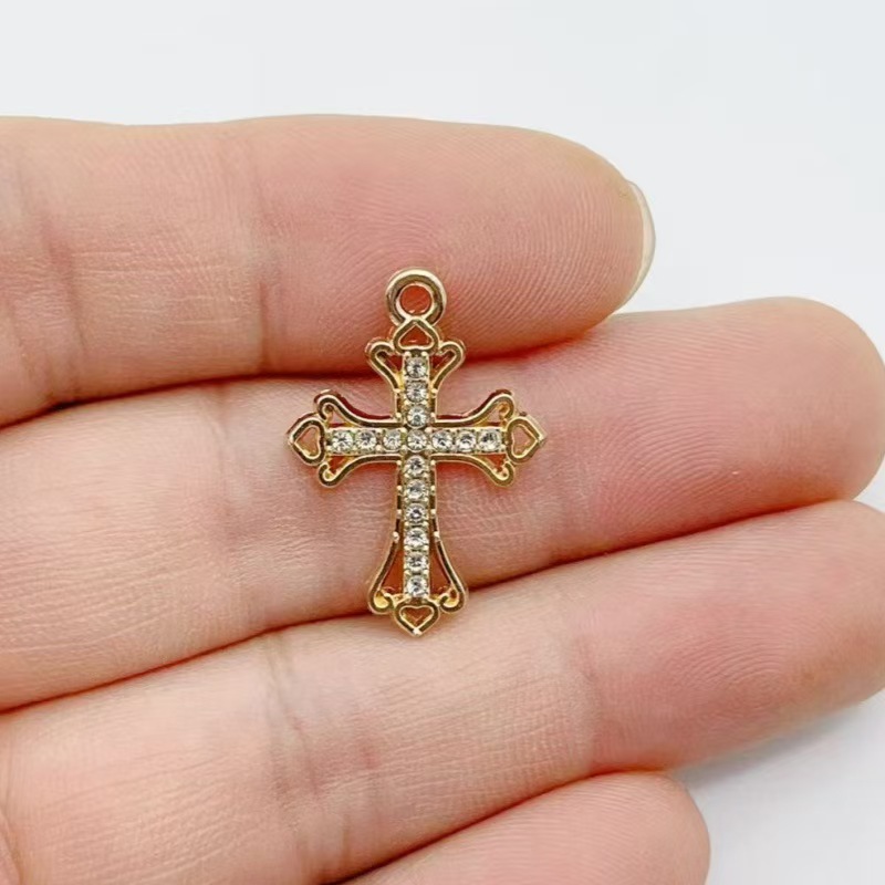 10pcs Diamond studded Gold Cro - Cross Pendant Necklace Gold 评论和价格