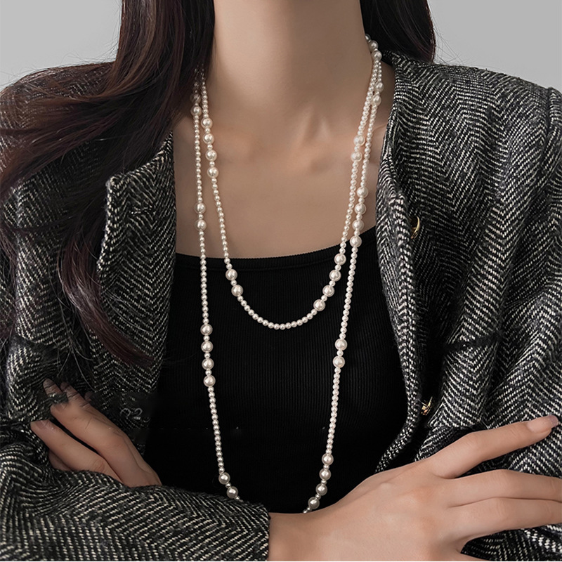 Vintage Long Multi Layered Pea - Pearl Choker Necklace Vintage 评论和价格