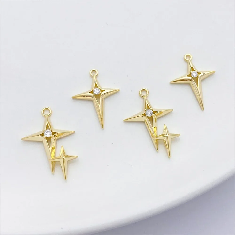 14K Gold-plated Micro-inlaid Z - Cross Pendant Necklace Gold 评论和价格