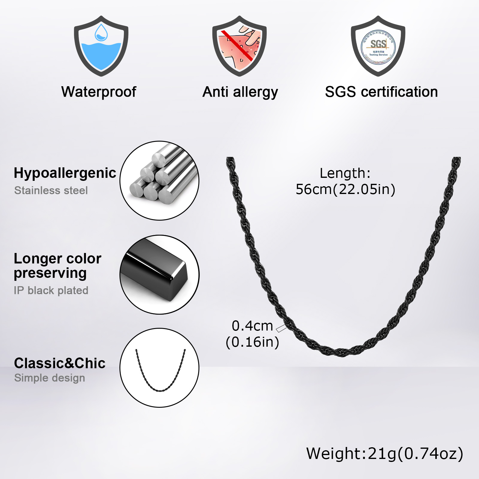 Punk Vintage Rope Chain Neckla - Cuban Link Chain 12Mm 评论和价格