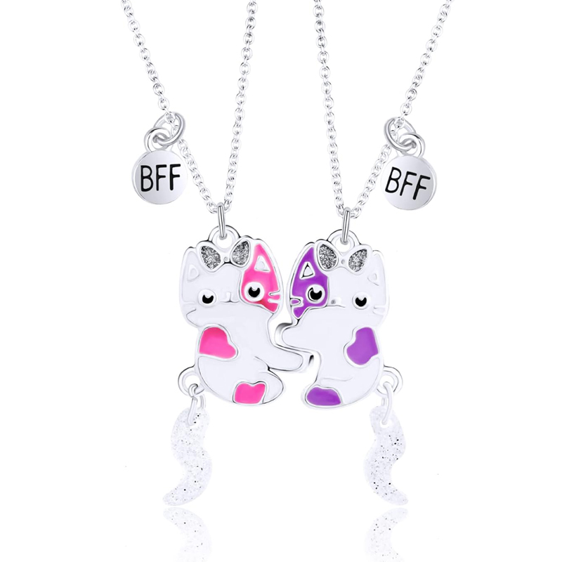 2Pcs Best Friend Pendant Gifts - Magnetic Couple Matching Necklaces 评论和价格