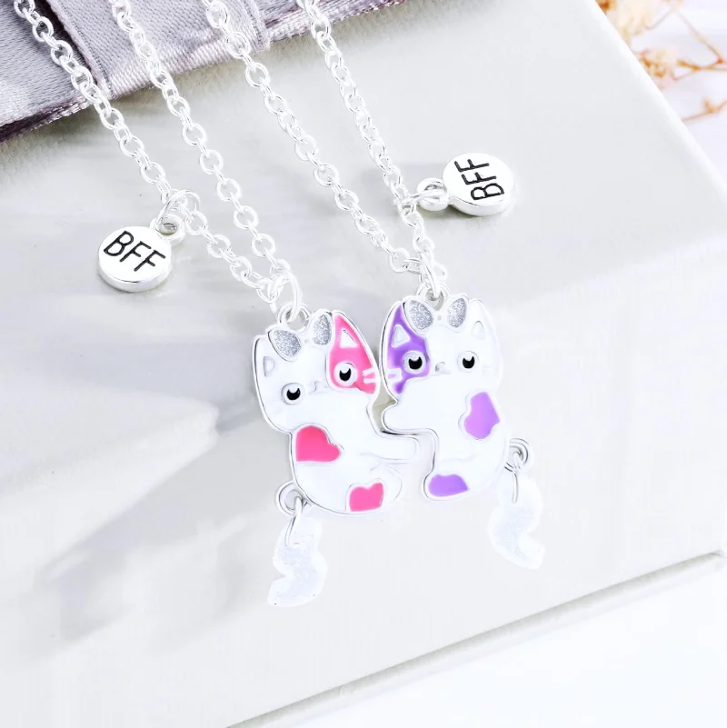 2Pcs Best Friend Pendant Gifts - Magnetic Couple Matching Necklaces 评论和价格