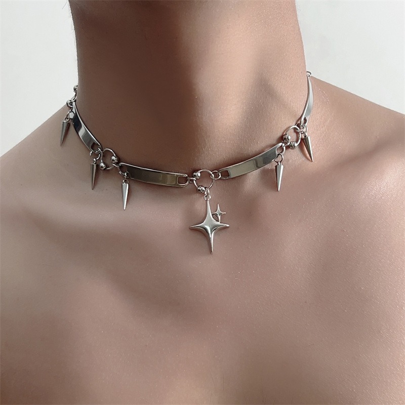 Hiphop Stainless Steel Punk St - Goth Punk Spike Choker 评论和价格