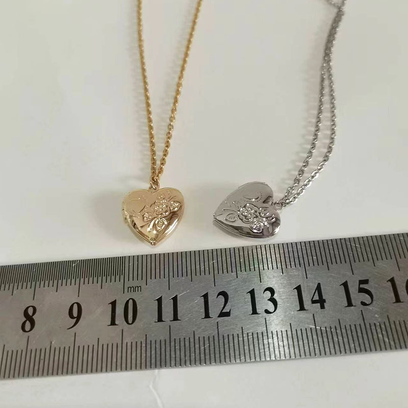 1pc Tiny Heart 14mm Photo Fram - Heart Locket Necklace Photo 评论和价格