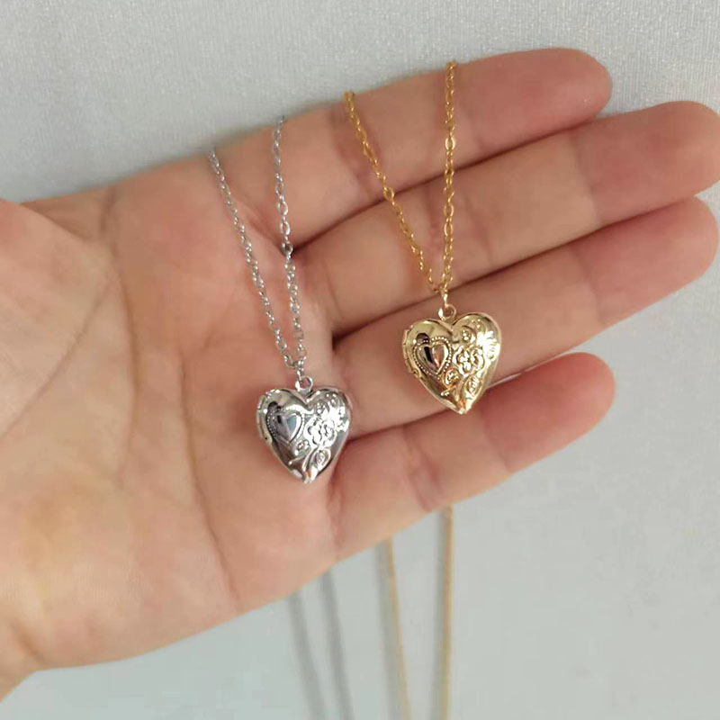 1pc Tiny Heart 14mm Photo Fram - Heart Locket Necklace Photo 评论和价格